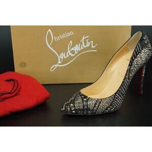 Christian Louboutin Eloise Strass Black Crystal Pumps SZ 38.5 Pointy NIB Glitter